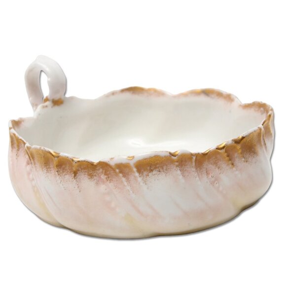 Antique Limoges France Porcelain Gold Gilt Floral Soup Bowl Handle Loop Blue - Picture 5 of 6